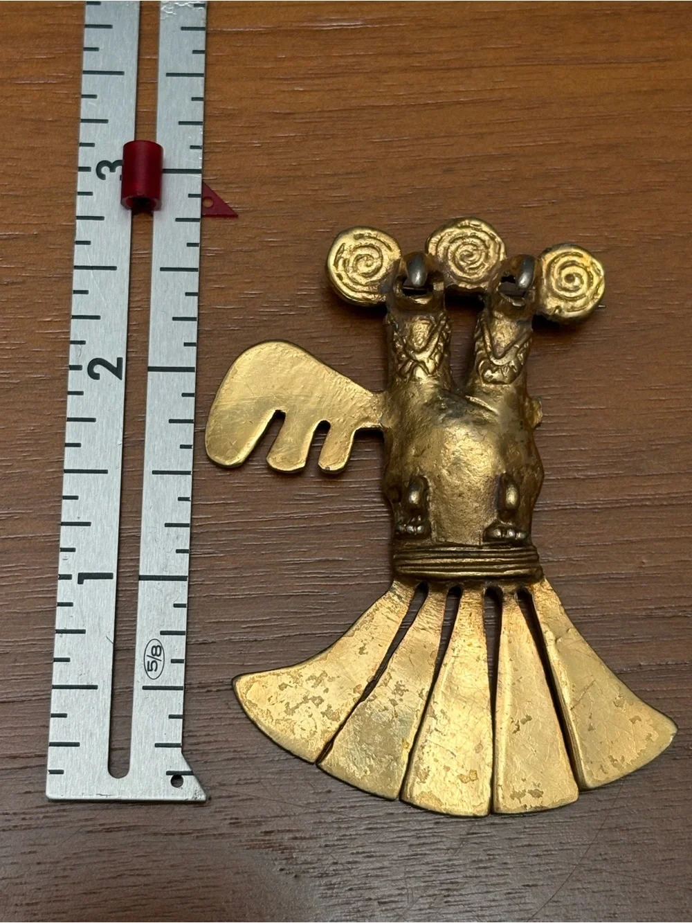 Gold Pre-Columbian Double-Headed Eagle Brooch - museum repro